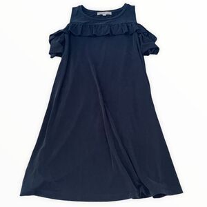 NEW LOFT Cold Shoulder Ruffle Dress Dark Grey
